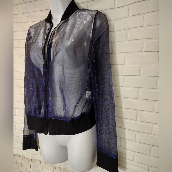 Love J Royal Blue Iridescent Shimmer Sheer Jacket - Picture 2 of 7